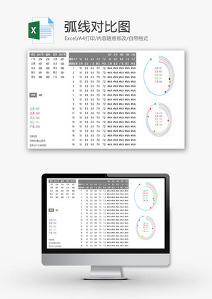 弧线对比图EXCEL模板