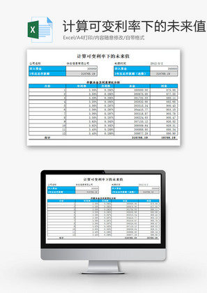 计算可变利率下的未来值EXCEL模板