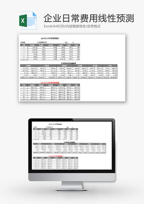 企业日常费用线性预测EXCEL模板