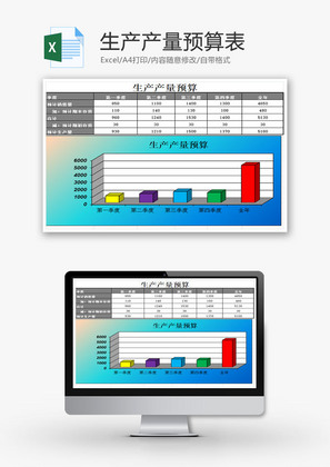 生产产量预算表EXCEL模板