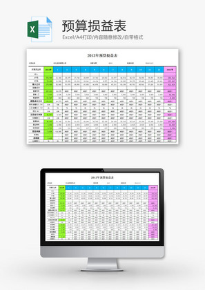 预算损益表EXCEL模板