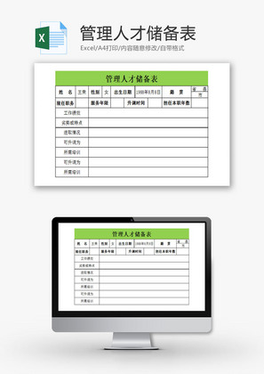 管理人才储备表EXCEL模板