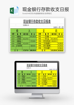 现金银行存款收支日报EXCEL模板