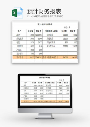 预计财务报表EXCEL模板