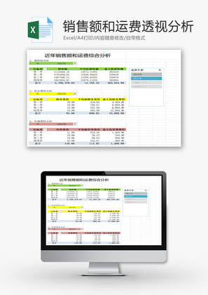 销售额和运费透视分析Excel模板