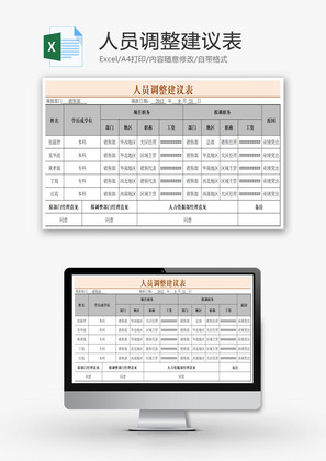 人员调整建议表EXCEL模板