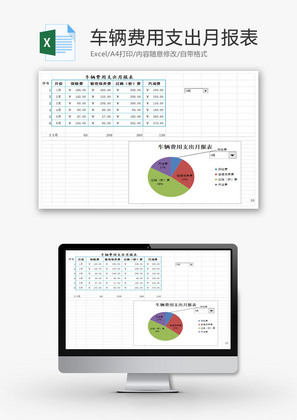 车辆费用支出月报表EXCEL模板