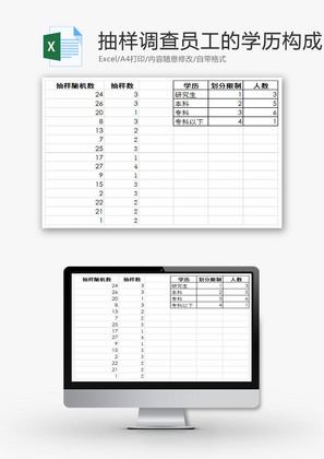 抽样调查员工的学历构成EXCEL模板