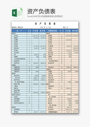 资产负债表EXCEL模板