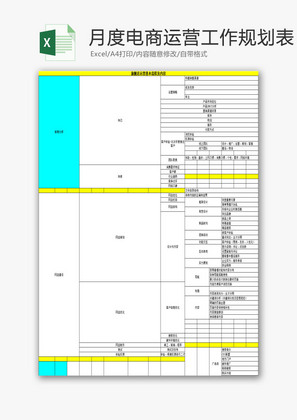 日常办公电商运营工作规划表Excel模板