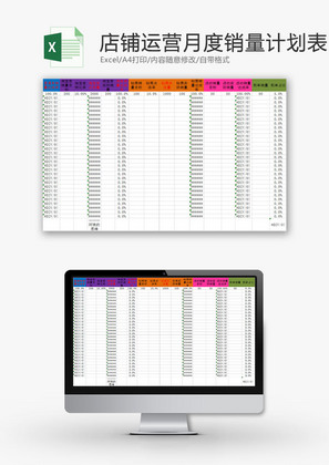 日常办公店铺运营月度销量表Excel模板