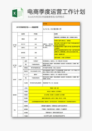 日常办公电商运营工作计划Exce模板