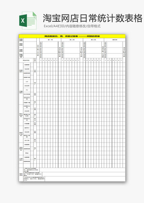 日常办公淘宝网店日常统计数Excel模板