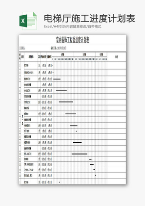 双层电梯厅施工进度计划表EXCEL模板