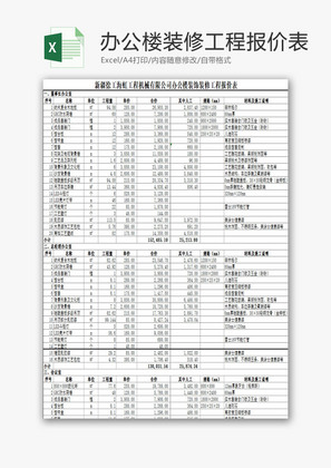 装饰装修工程报价表EXCEL模板