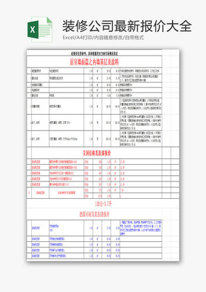 装修公司最新报价大全EXCEL模板
