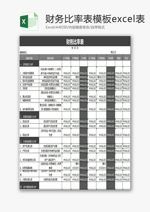 财务比率表模板excel模板