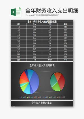 收入支出明细总览表excel模板