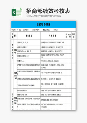 招商部绩效考核表EXCEL模板