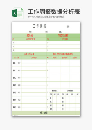 工作周报数据分析表excel模板