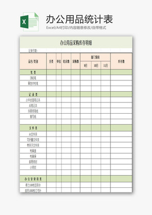 办公用品统计表EXCEL模板