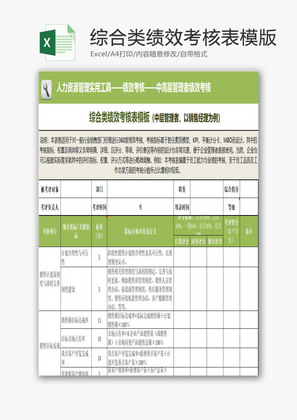 综合类绩效考核表EXCEL模版