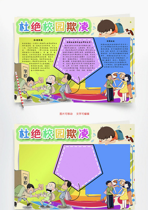 杜绝校园欺凌危害Word手抄报