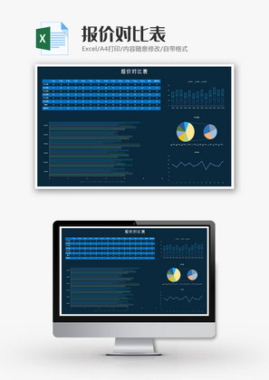 蓝色可视化报价对比表excel模板