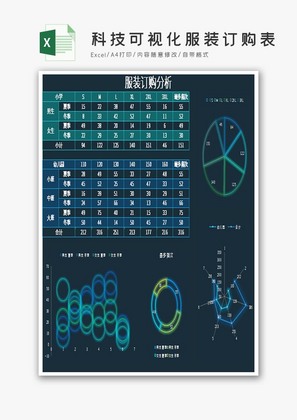 科技可视化服装订购表Excel模板