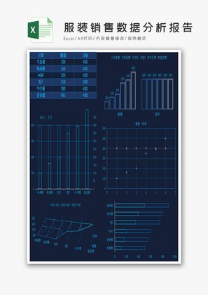 科技风服装销售数据分析报告Excel模板