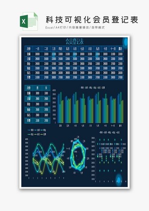 科技可视化会员登记表Excel模板