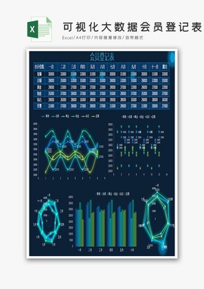 可视化大数据会员登记表Excel模板