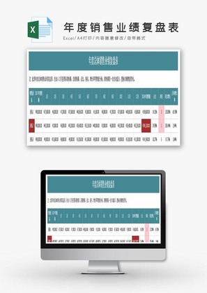 实用浅色年度销售业绩复盘表Excel模板