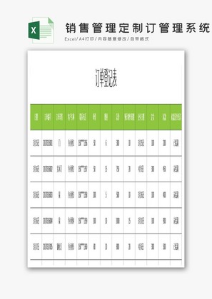 销售管理定制订管理系统excel表格模板