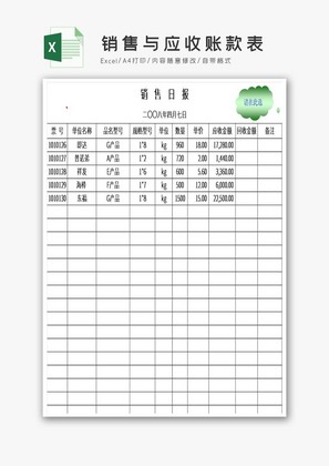 销售与应收账款表excel模板