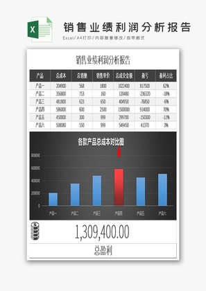 销售业绩利润分析报告Excel表格模