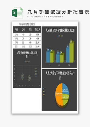 黑色九月销售数据分析报告表Excel模板