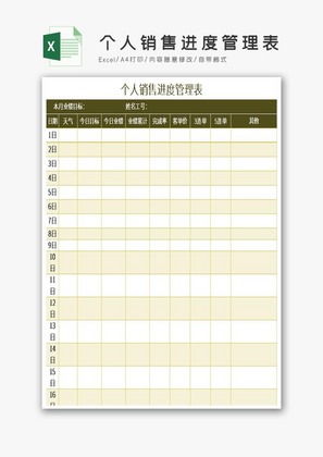 个人销售进度管理表Excel模板