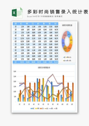 多彩时尚销售录入统计表excel模板.