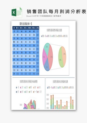 销售团队每月利润分析表excel模板