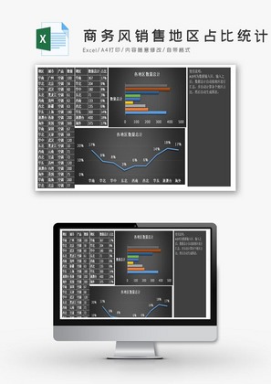 商务风销售地区占比统计表excel模板