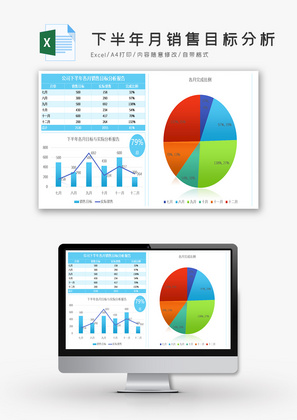 下半年月销售目标分析报告excel模板