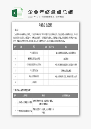 企业年终盘点总结Excel模板