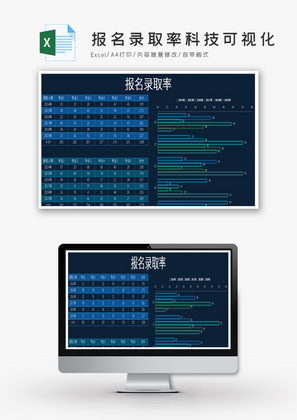 报名录取率科技可视化Excel模板