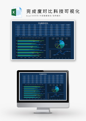 完成度对比科技可视化Excel模板