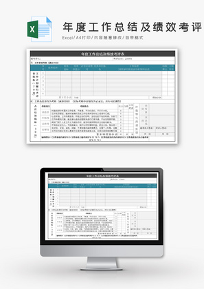 年度工作总结及绩效考评表Excel模板