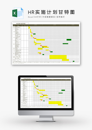 HR实施计划甘特图Excel模板