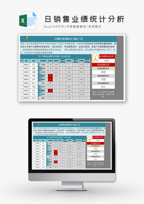 日销售业绩统计分析Excel模板