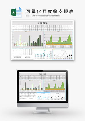 可视化月度收支报表Excel模板