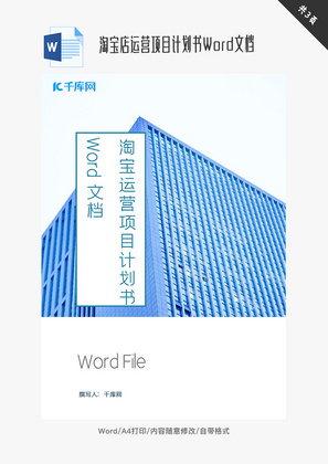 淘宝店运营项目计划书Word文档